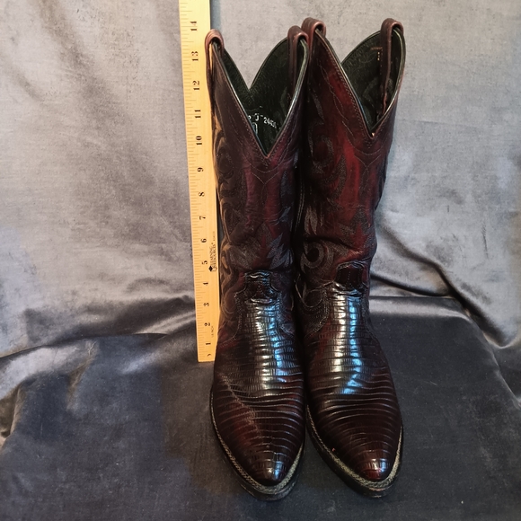 Dan Post Winston 8.5D #2352 Teja Lizard Rich Burgundy Cowboy Boots Vintage main image 12
